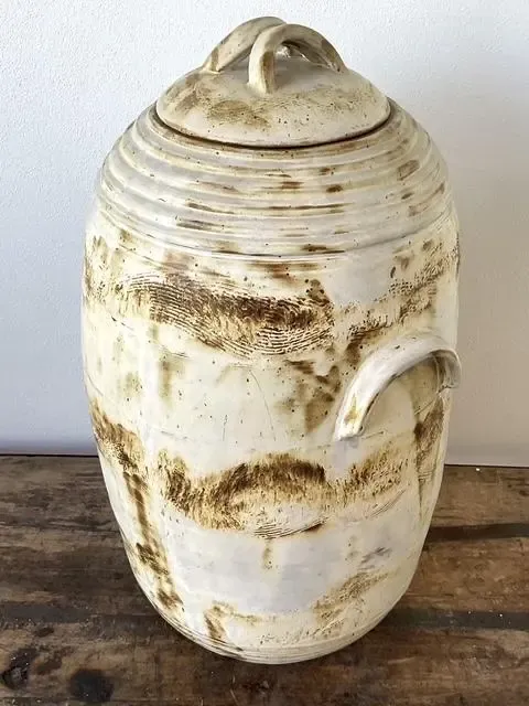 Vintage Original Monumental Studio Pottery Lidded Moonchild Vase — additional photo 5