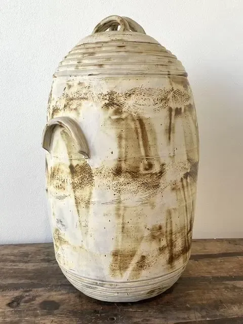 Vintage Original Monumental Studio Pottery Lidded Moonchild Vase — additional photo 6