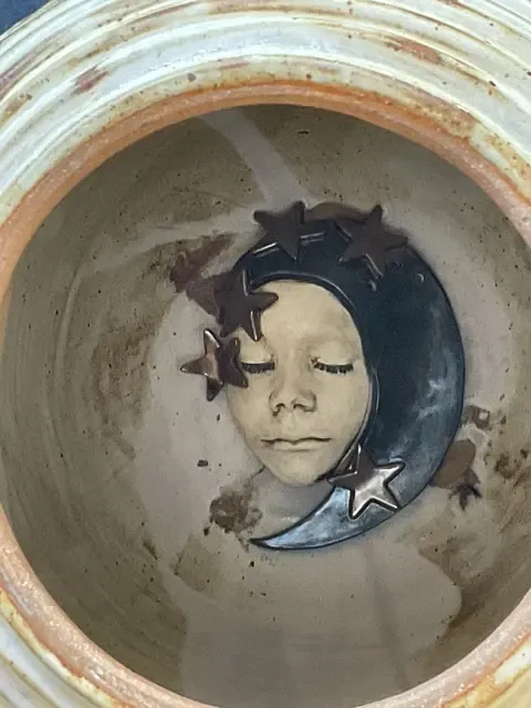 Vintage Original Monumental Studio Pottery Lidded Moonchild Vase — additional photo 7