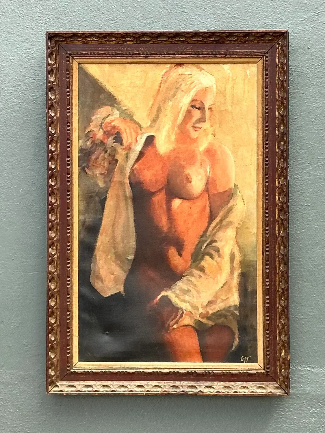 Vintage Original Nude Oil Portrait on Canvas — additional photo 2