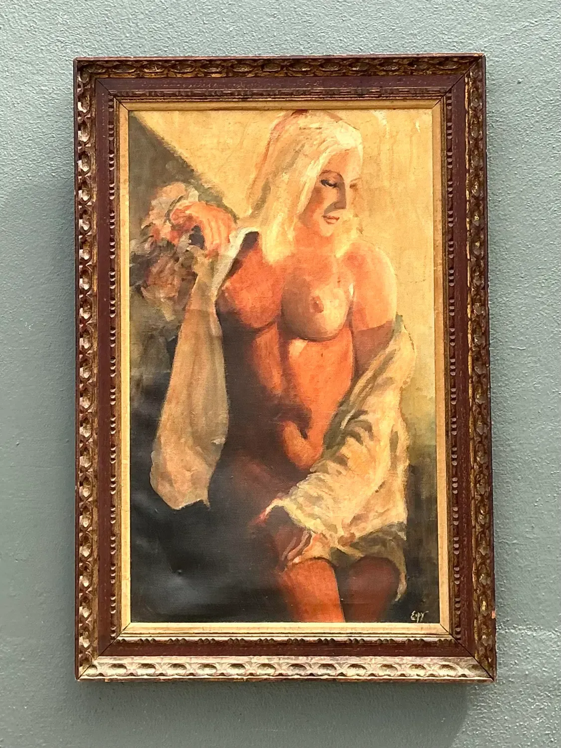 Vintage Original Nude Oil Portrait on Canvas — additional photo 3