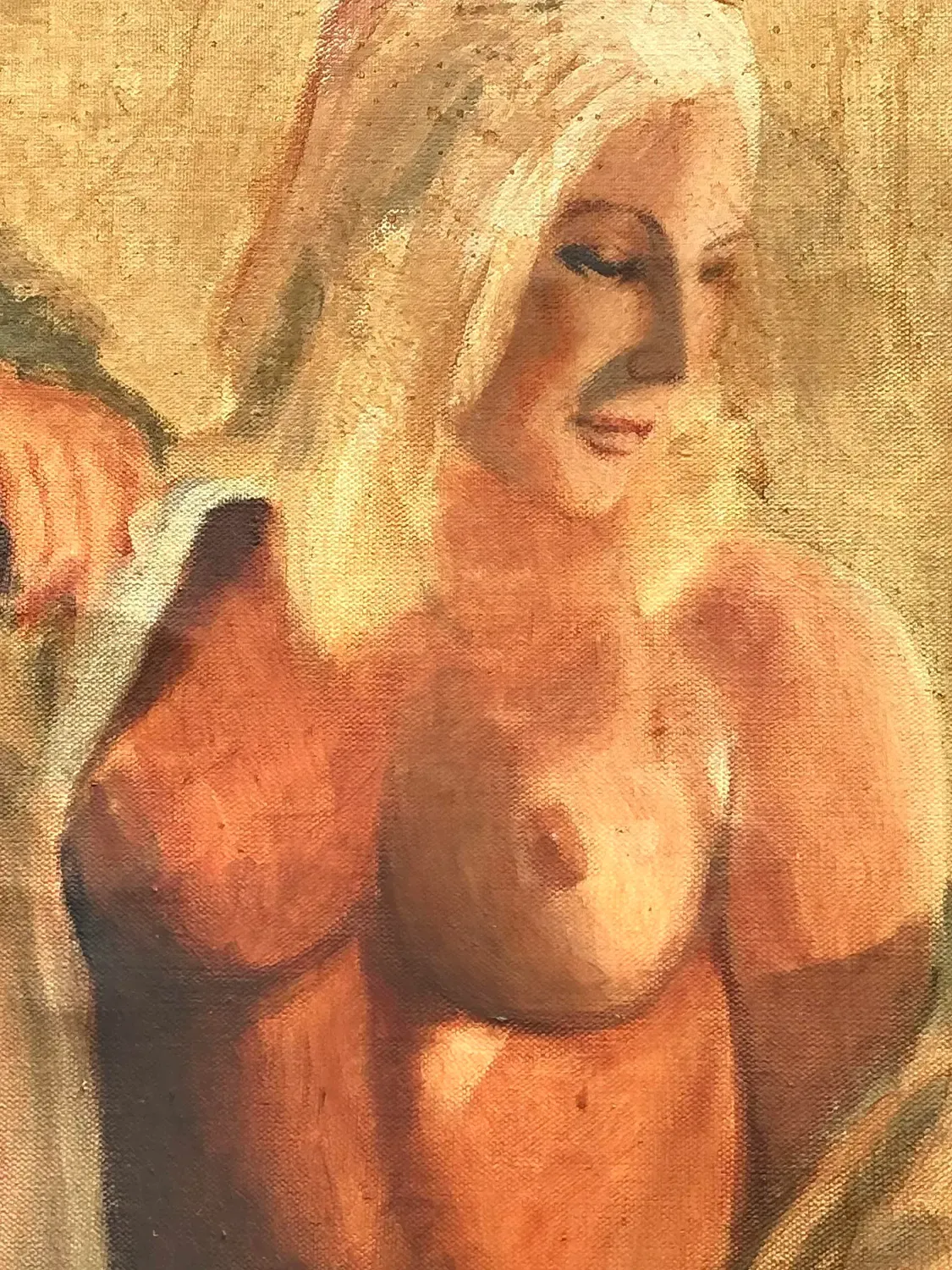 Vintage Original Nude Oil Portrait on Canvas — additional photo 5