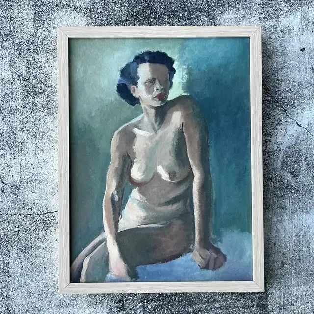 Vintage Original Nude Portrait Oil in Canvas — additional photo 3