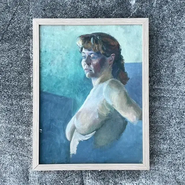 Vintage Original Nude Portrait Oil on Canvas — additional photo 2