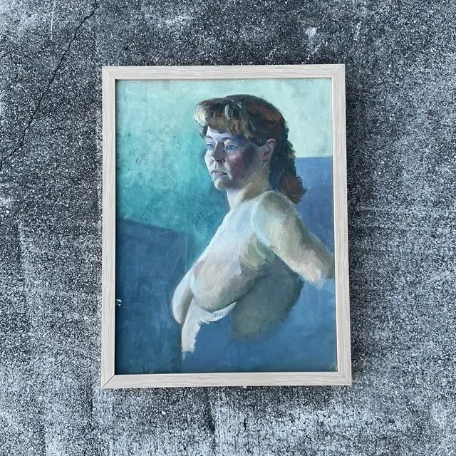 Vintage Original Nude Portrait Oil on Canvas — additional photo 3