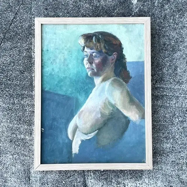 Vintage Original Nude Portrait Oil on Canvas — additional photo 4