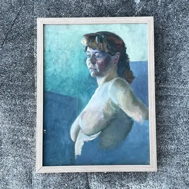 Vintage Original Nude Portrait Oil on Canvas — additional photo 5