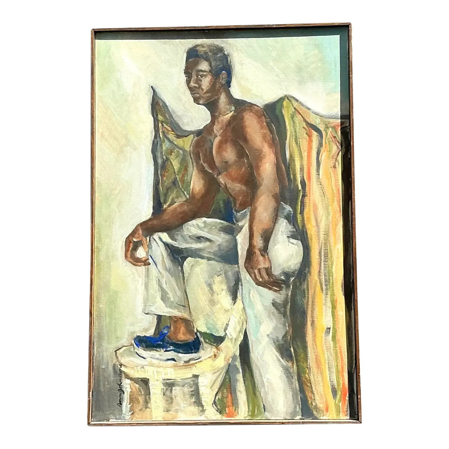 Vintage Original Oil Figural on Canvas — additional photo 1