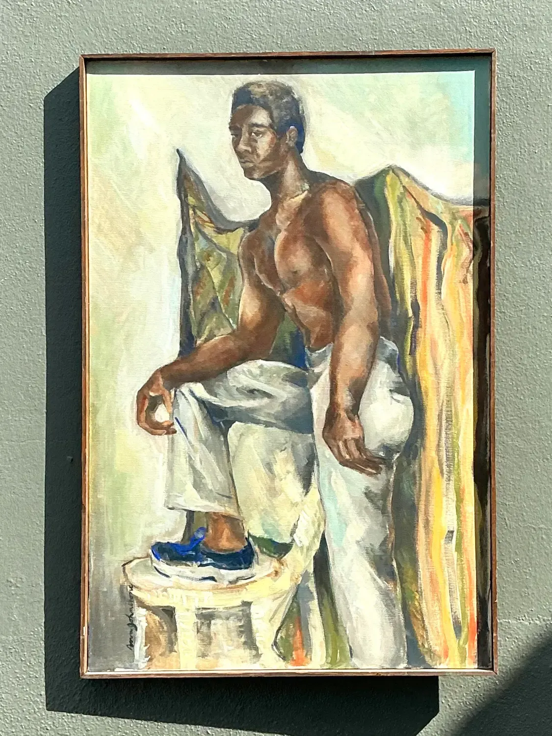 Vintage Original Oil Figural on Canvas — additional photo 2