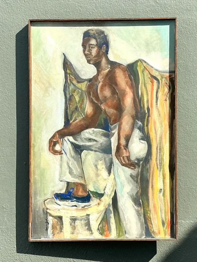 Vintage Original Oil Figural on Canvas — additional photo 2