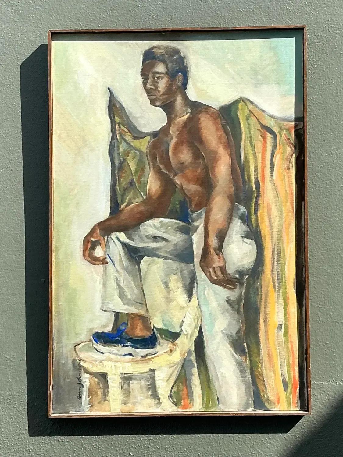 Vintage Original Oil Figural on Canvas — additional photo 3