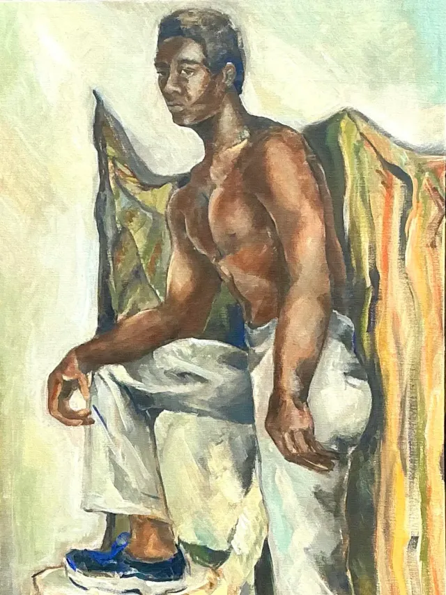 Vintage Original Oil Figural on Canvas — additional photo 4
