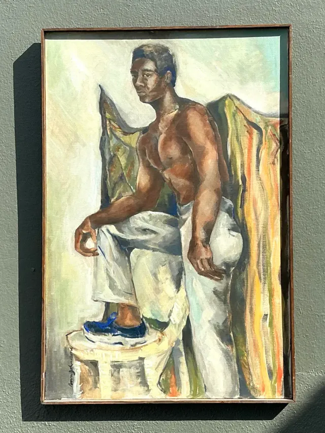 Vintage Original Oil Figural on Canvas — additional photo 7