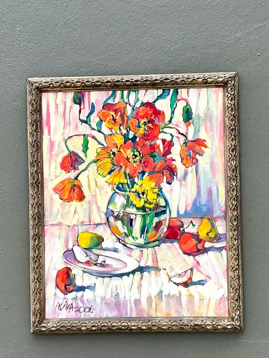 Vintage Original Oil on Canvas Floral Painting — additional photo 5