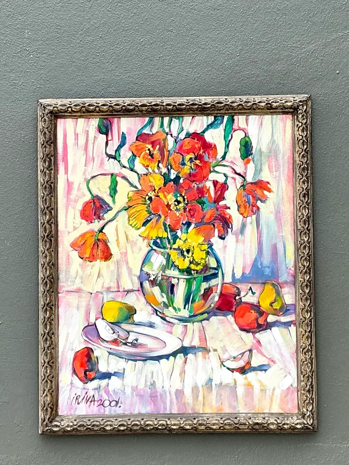 Vintage Original Oil on Canvas Floral Painting — additional photo 6