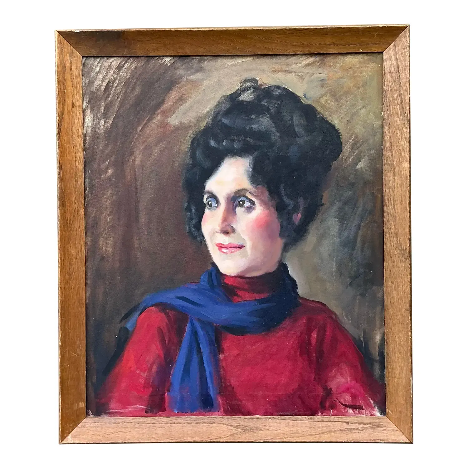 Vintage Original Oil Portrait on Canvas - Canvas, 23W x 26.75H — additional photo 1