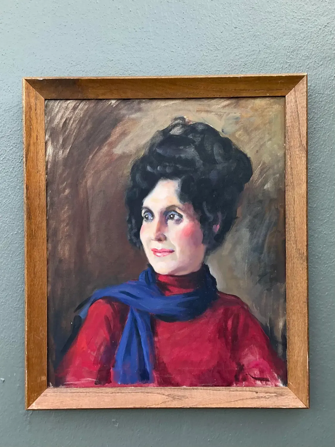 Vintage Original Oil Portrait on Canvas - Canvas, 23W x 26.75H — additional photo 2