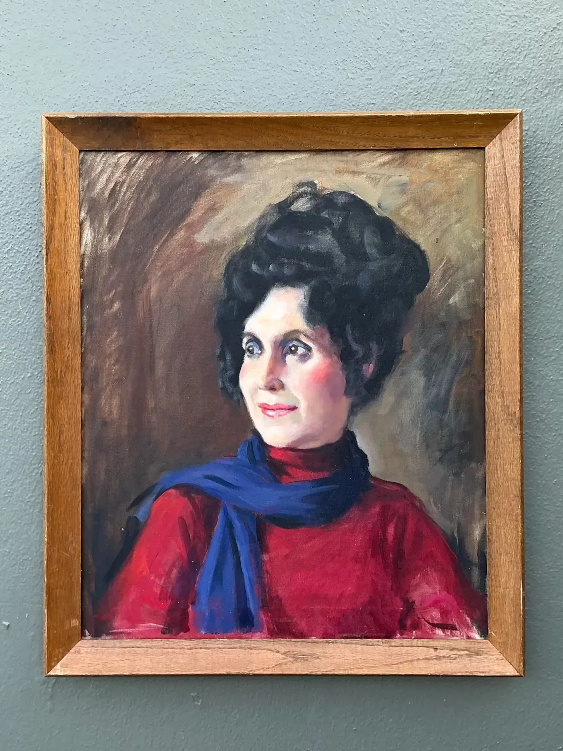Vintage Original Oil Portrait on Canvas - Canvas, 23W x 26.75H — additional photo 4