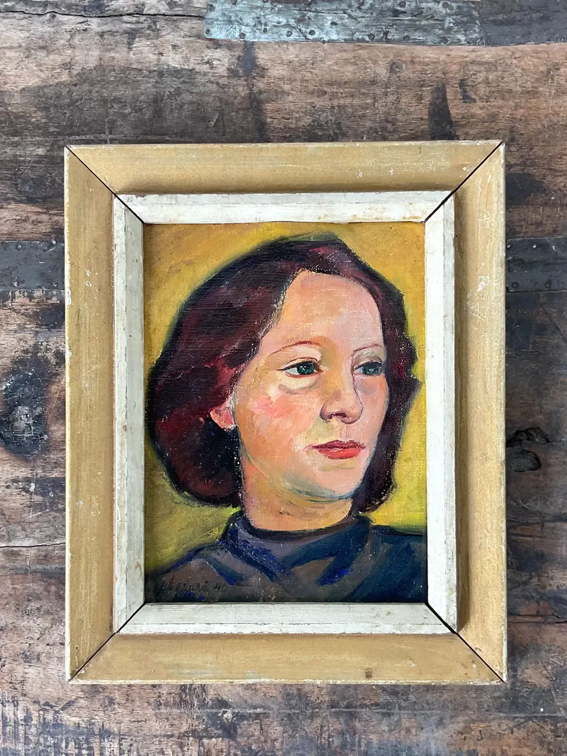 Vintage Original Oil Portrait on Canvas - Canvas, 8.5W x 10.5H — additional photo 1