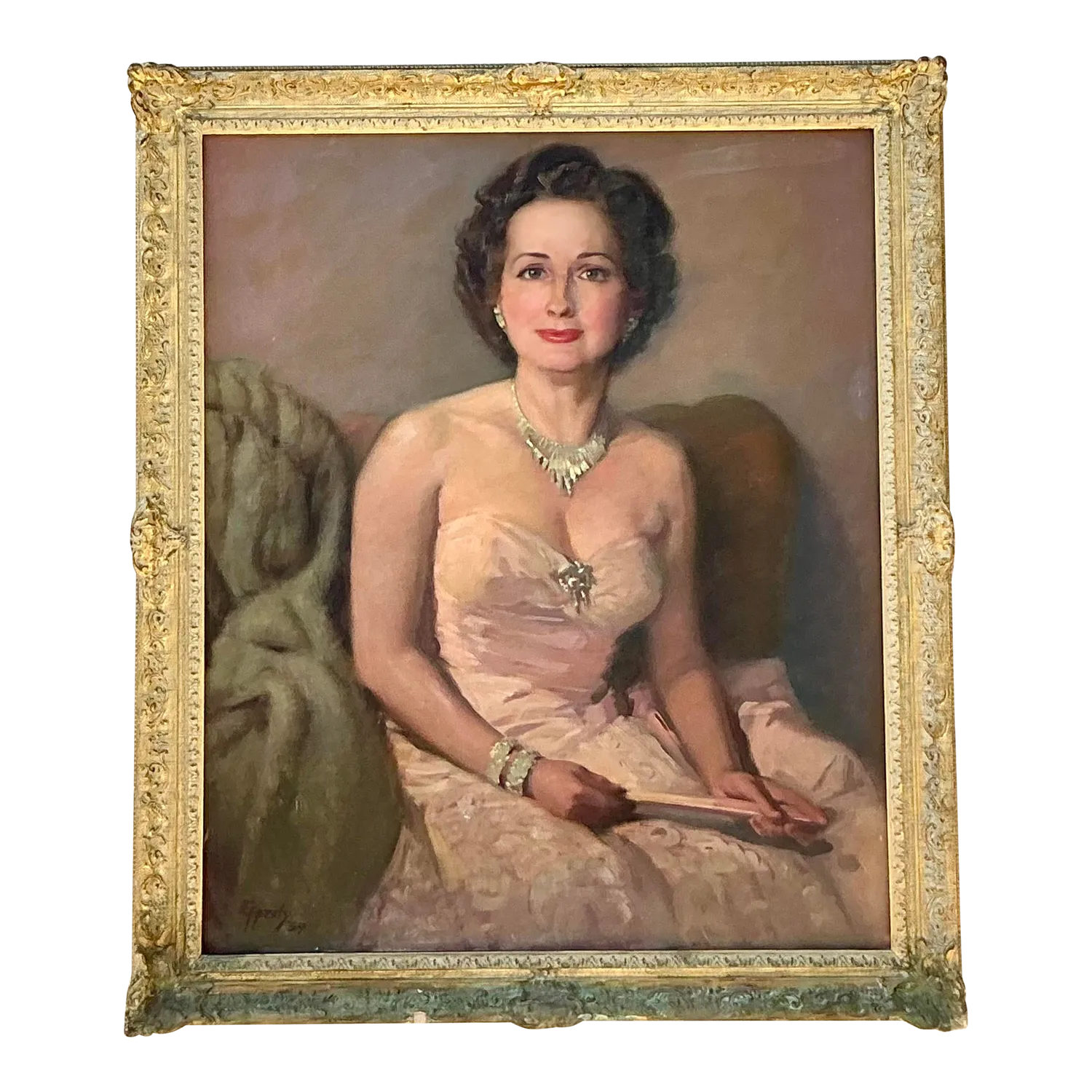 Vintage Original Oil Portrait on Canvas - Canvas, 26W x 31.75H — additional photo 2
