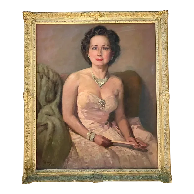 Vintage Original Oil Portrait on Canvas - Canvas, 26W x 31.75H — additional photo 2