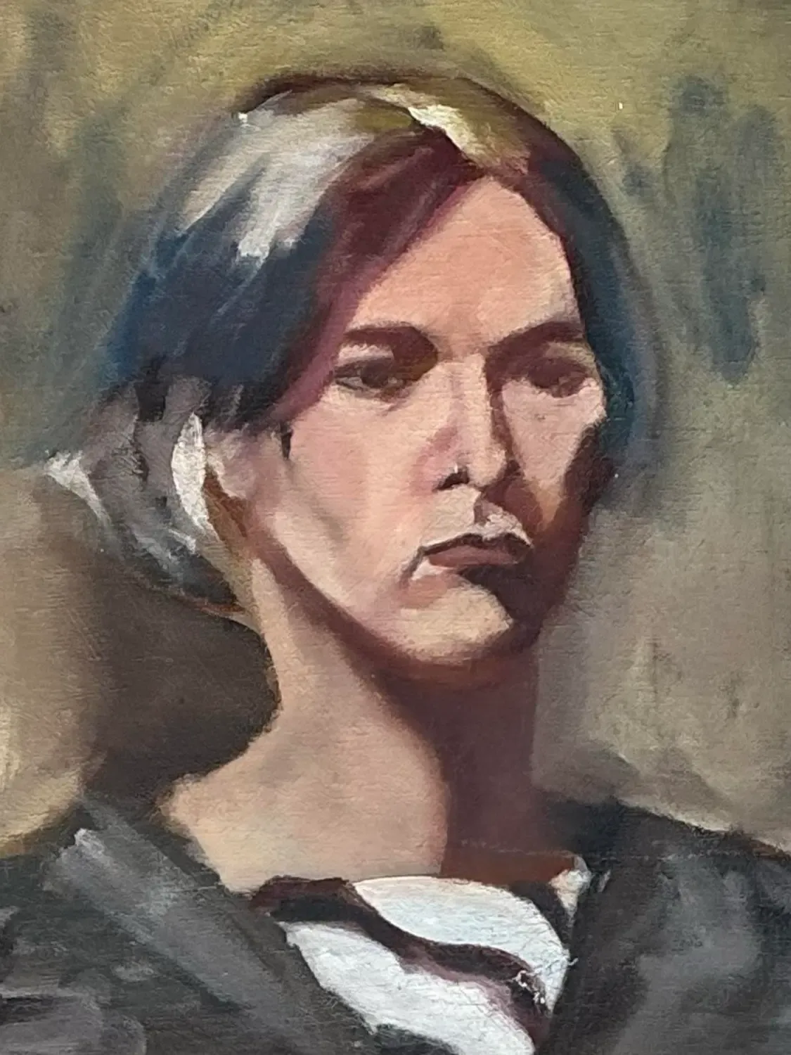 Vintage Original Oil Portrait on Canvas - Canvas, 17.75W x 21.75H — additional photo 7