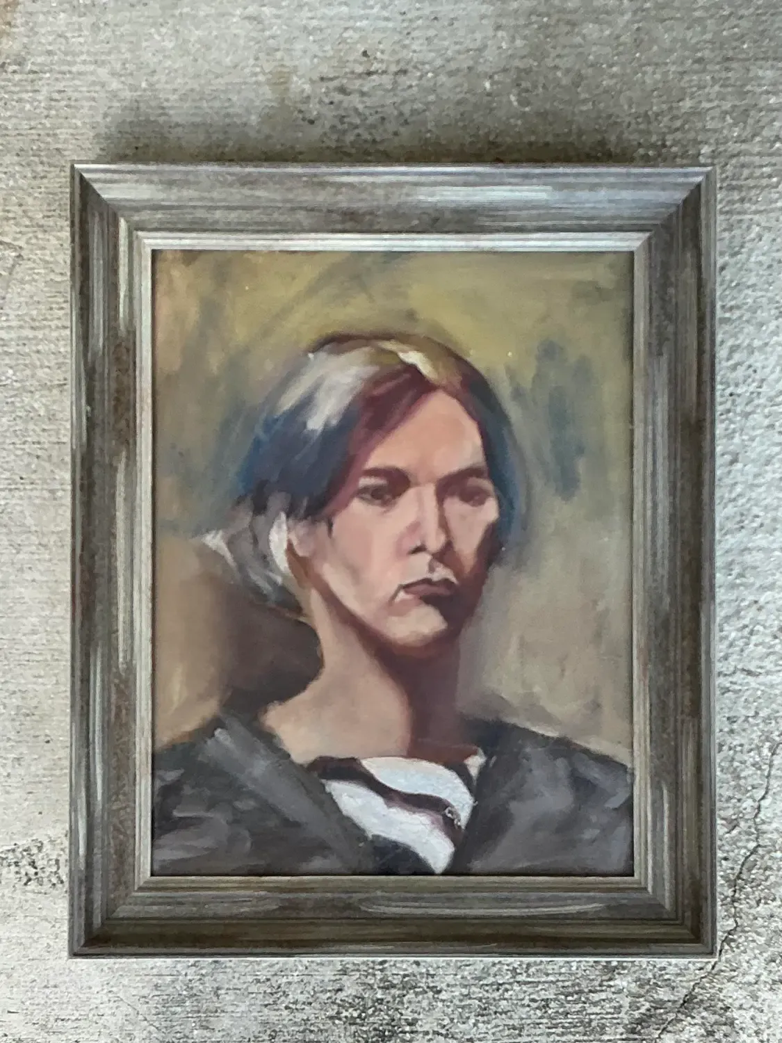 Vintage Original Oil Portrait on Canvas - Canvas, 17.75W x 21.75H — additional photo 1