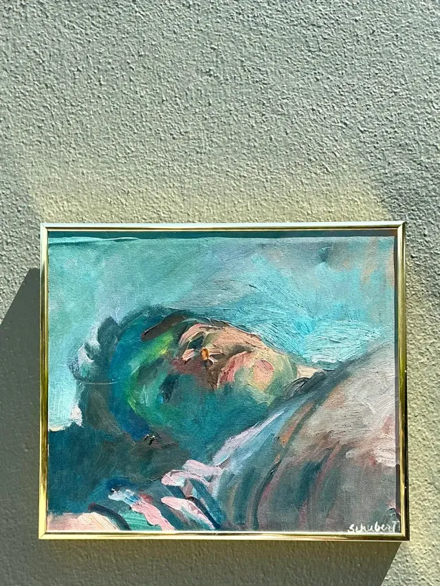 Vintage Original Painterly Portrait Air Reclining Man — additional photo 1