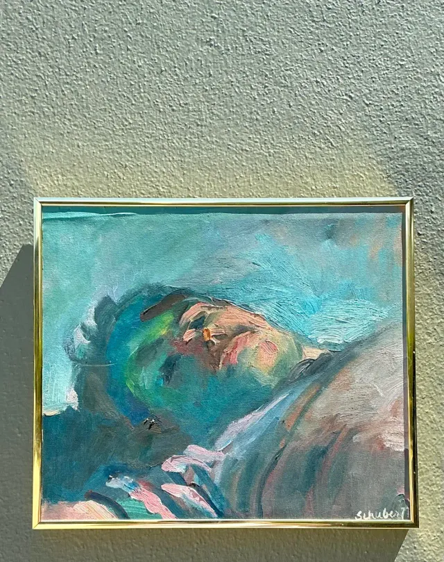 Vintage Original Painterly Portrait Air Reclining Man — additional photo 3