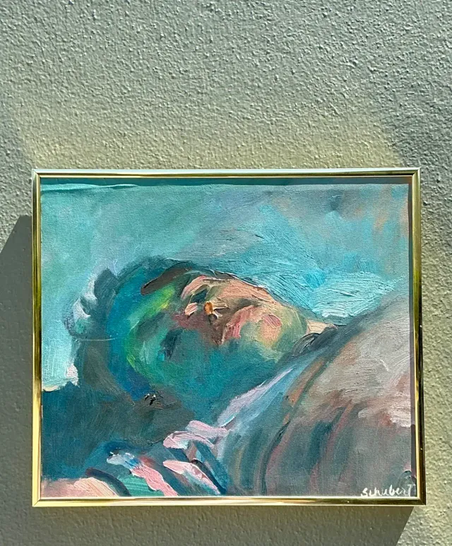Vintage Original Painterly Portrait Air Reclining Man — additional photo 4