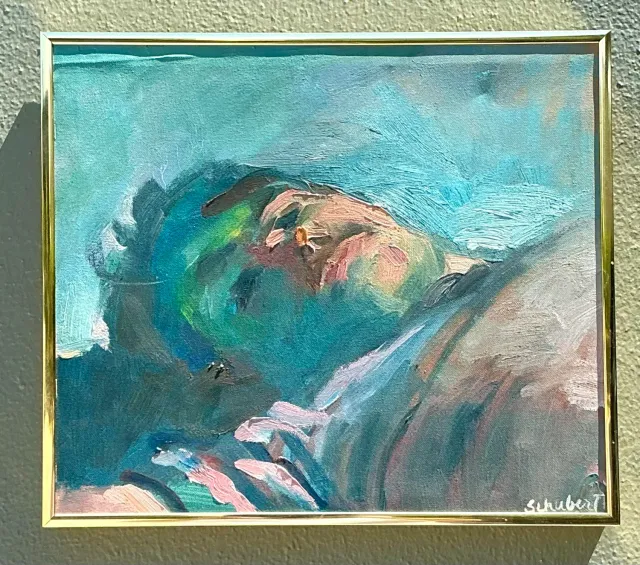Vintage Original Painterly Portrait Air Reclining Man — additional photo 6