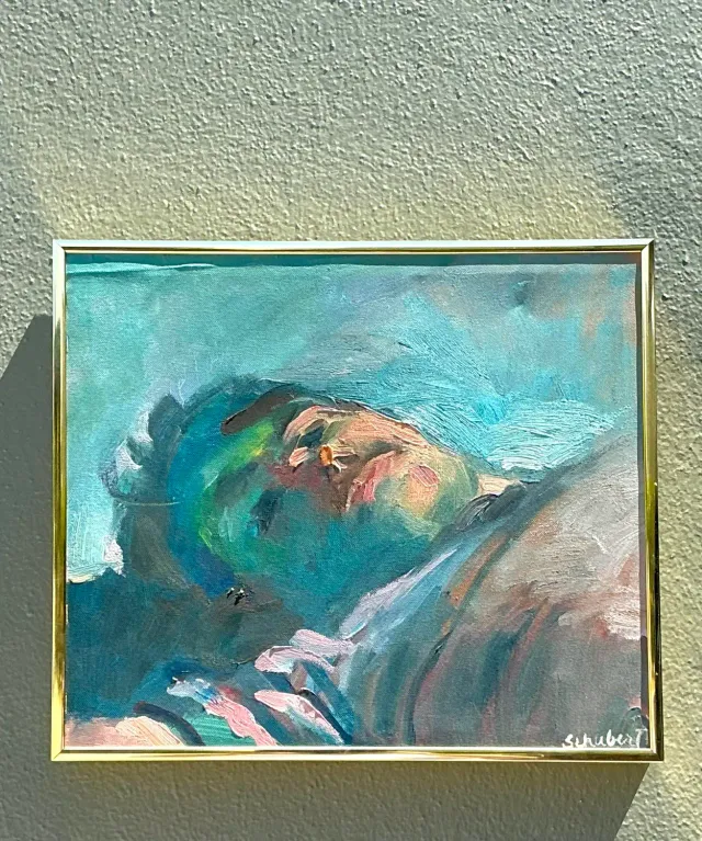 Vintage Original Painterly Portrait Air Reclining Man — additional photo 8