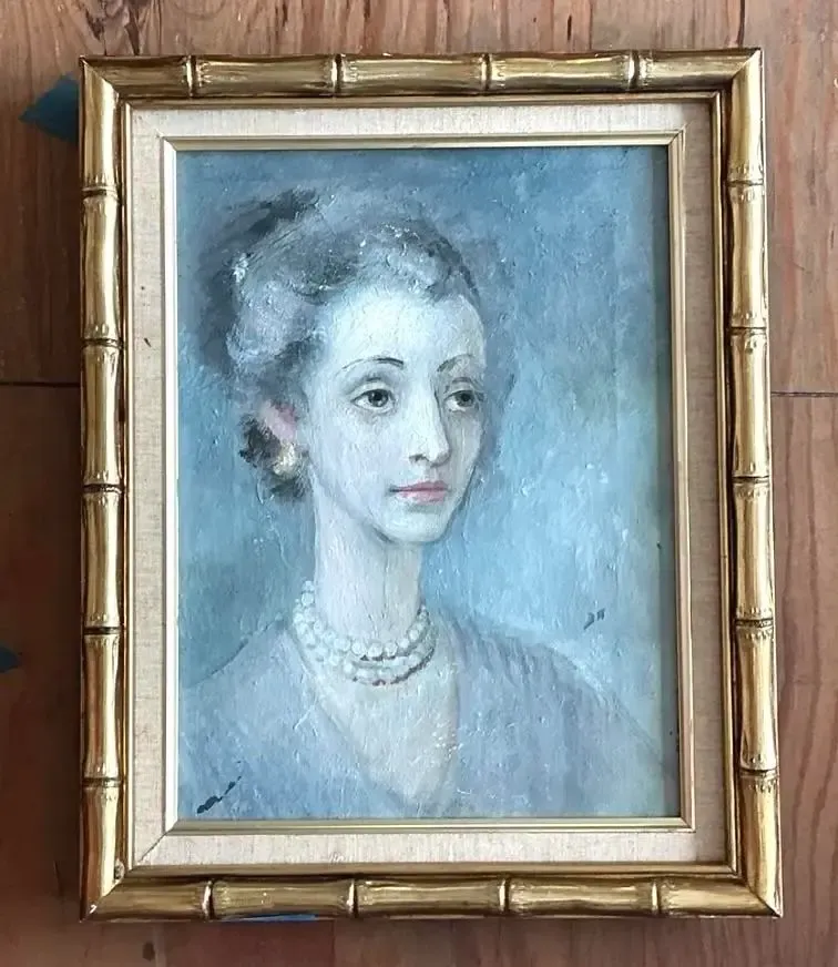 Vintage Original Portrait of Woman on Canvas — additional photo 3