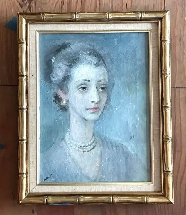 Vintage Original Portrait of Woman on Canvas — additional photo 3