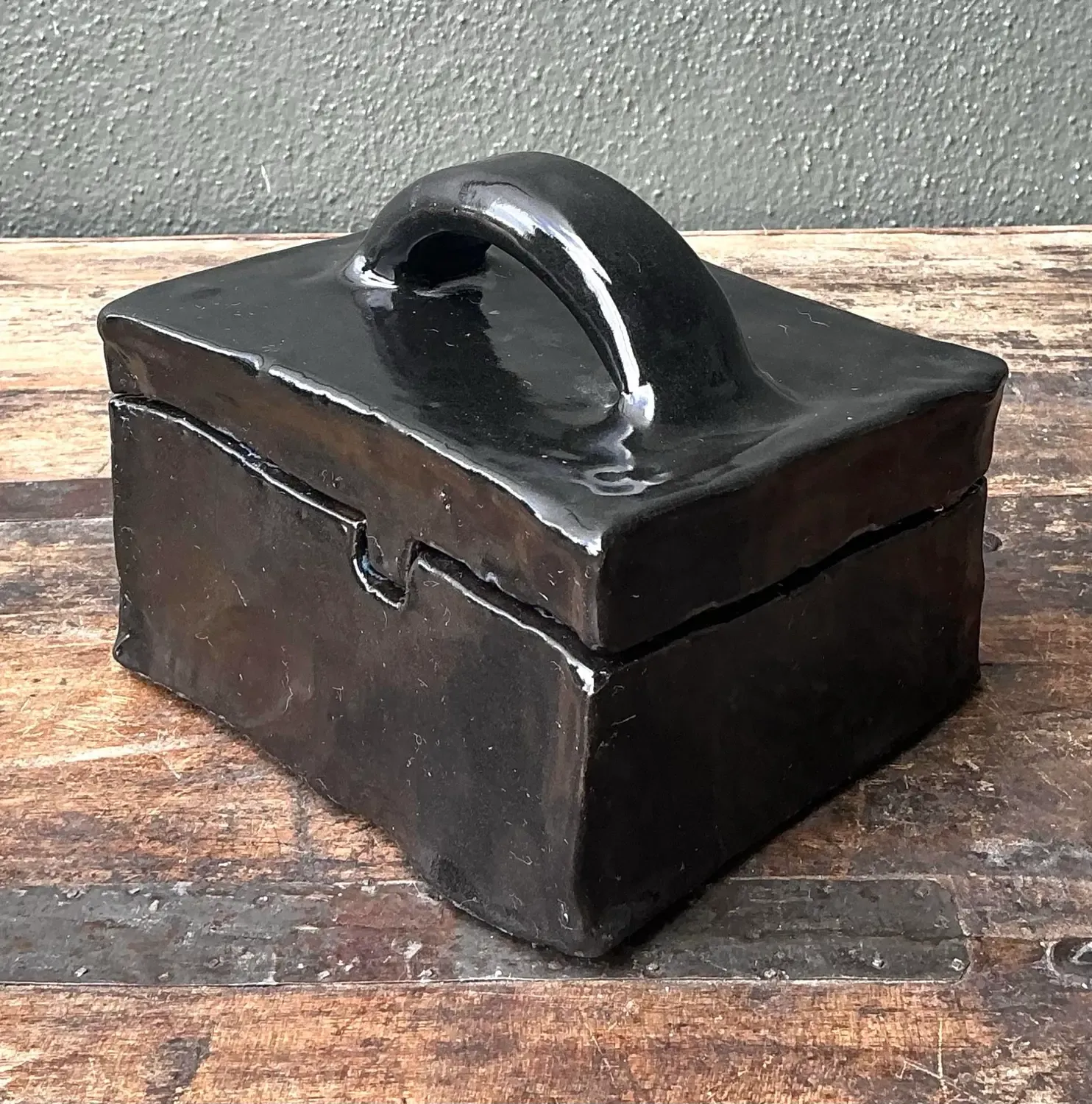 Vintage Original Slab Built Studio Pottery Lidded Box — additional photo 4