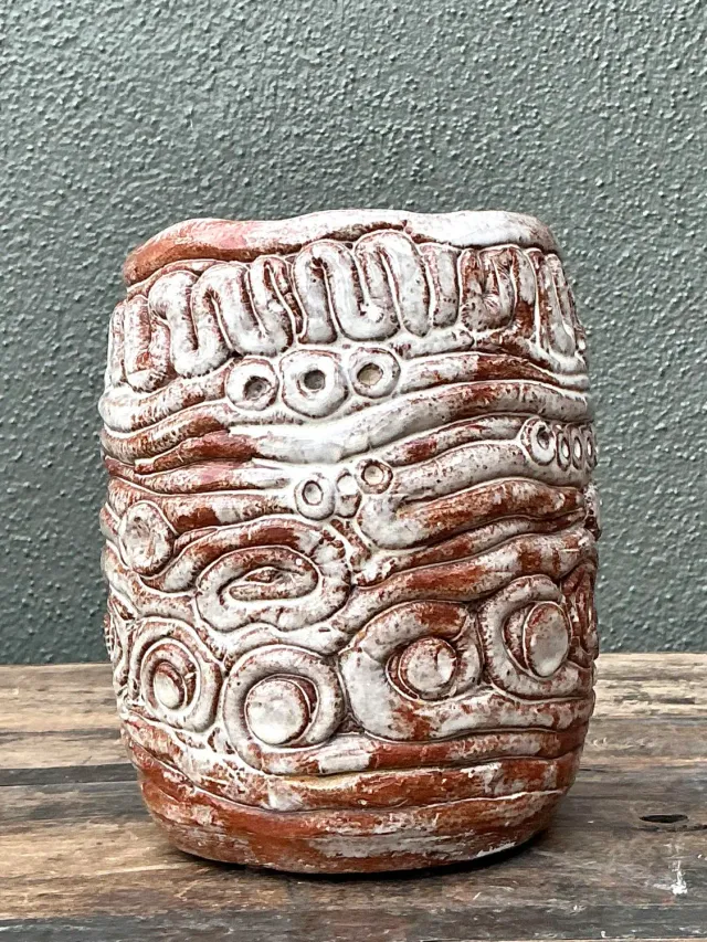 Vintage Original Studio Pottery Coil Vase - Pottery, 5.75W x 7.5H — additional photo 2