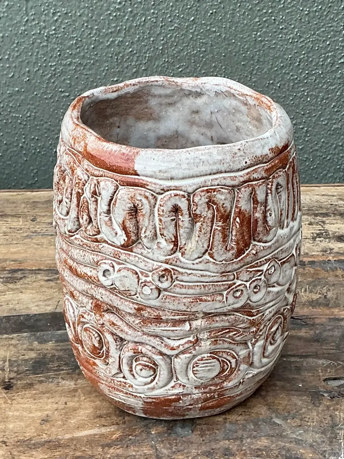 Vintage Original Studio Pottery Coil Vase - Pottery, 5.75W x 7.5H — additional photo 3