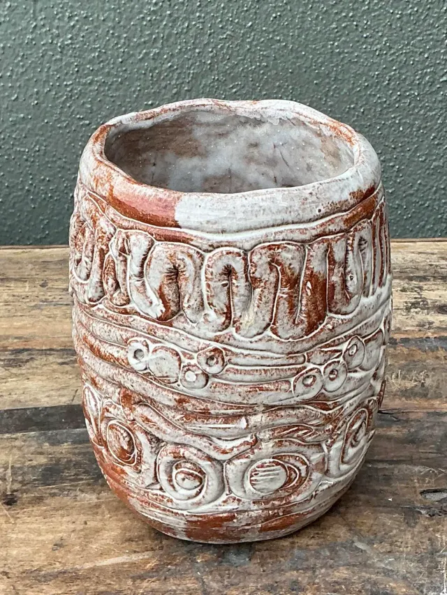 Vintage Original Studio Pottery Coil Vase - Pottery, 5.75W x 7.5H — additional photo 3