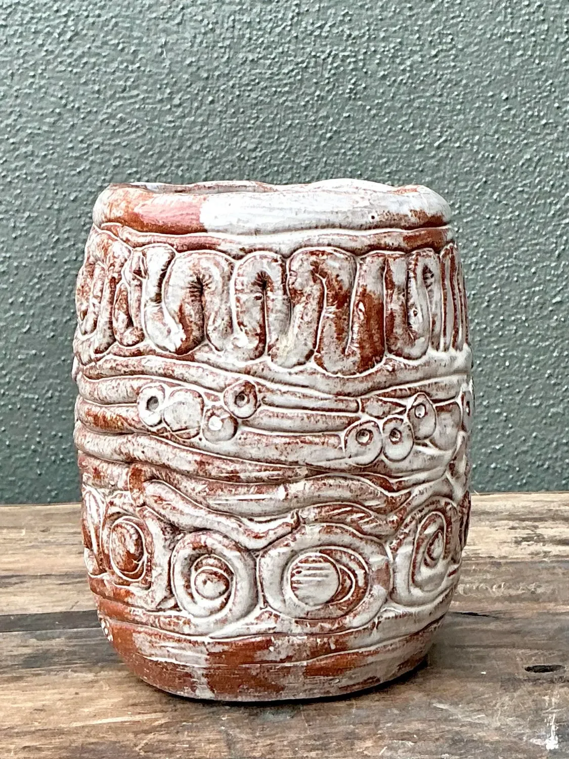 Vintage Original Studio Pottery Coil Vase - Pottery, 5.75W x 7.5H — additional photo 4