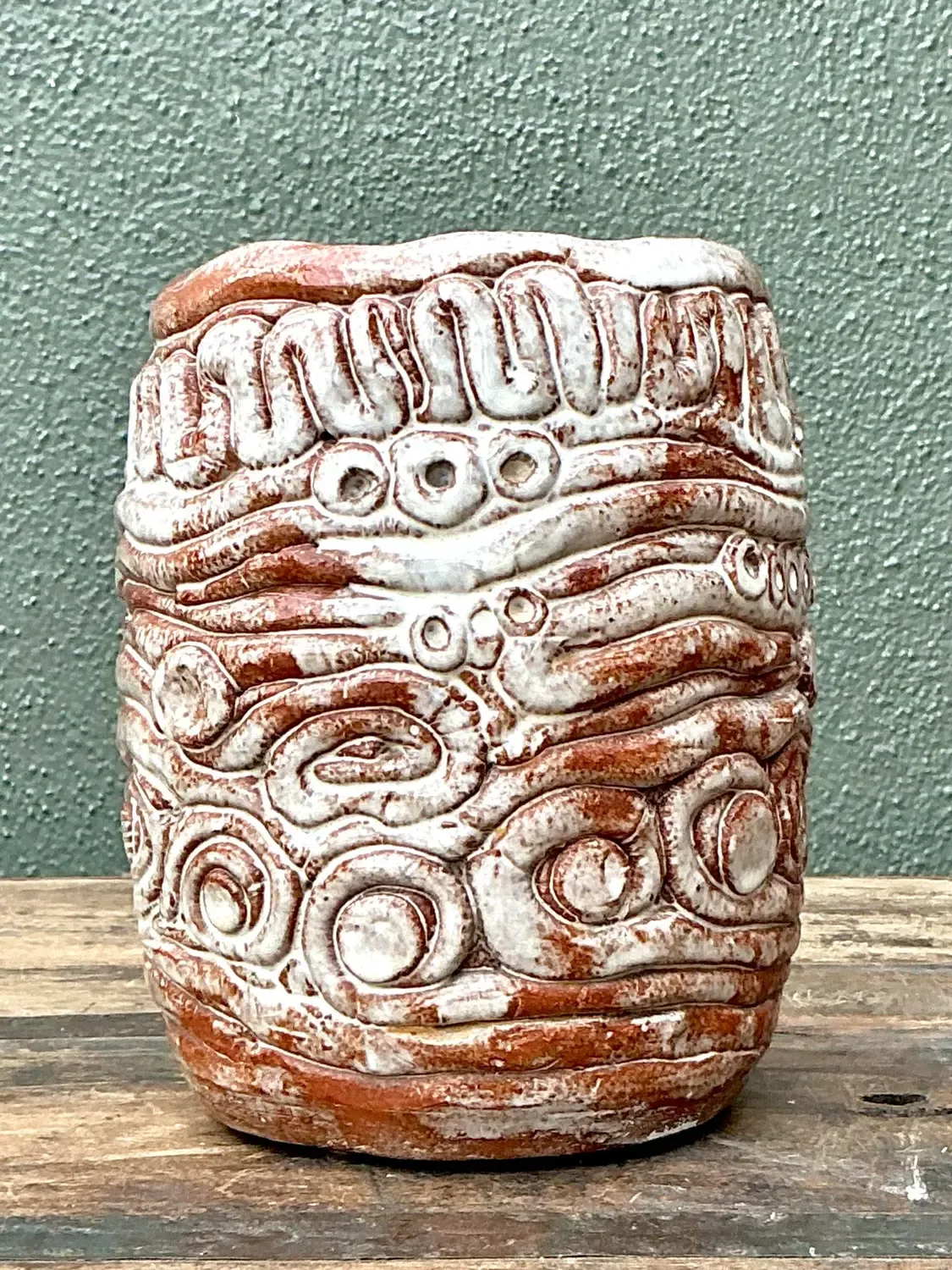 Vintage Original Studio Pottery Coil Vase - Pottery, 5.75W x 7.5H — additional photo 5