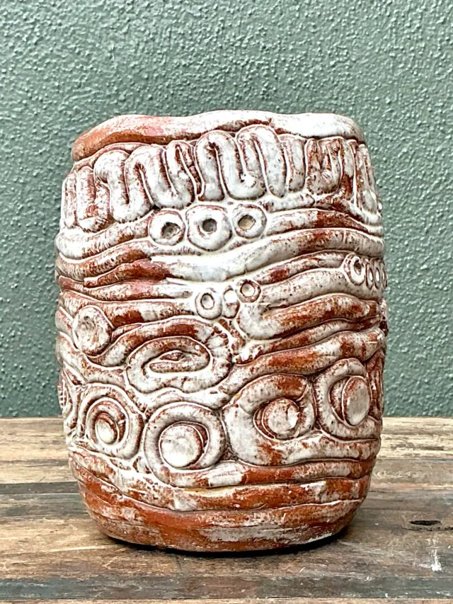 Vintage Original Studio Pottery Coil Vase - Pottery, 5.75W x 7.5H — additional photo 5