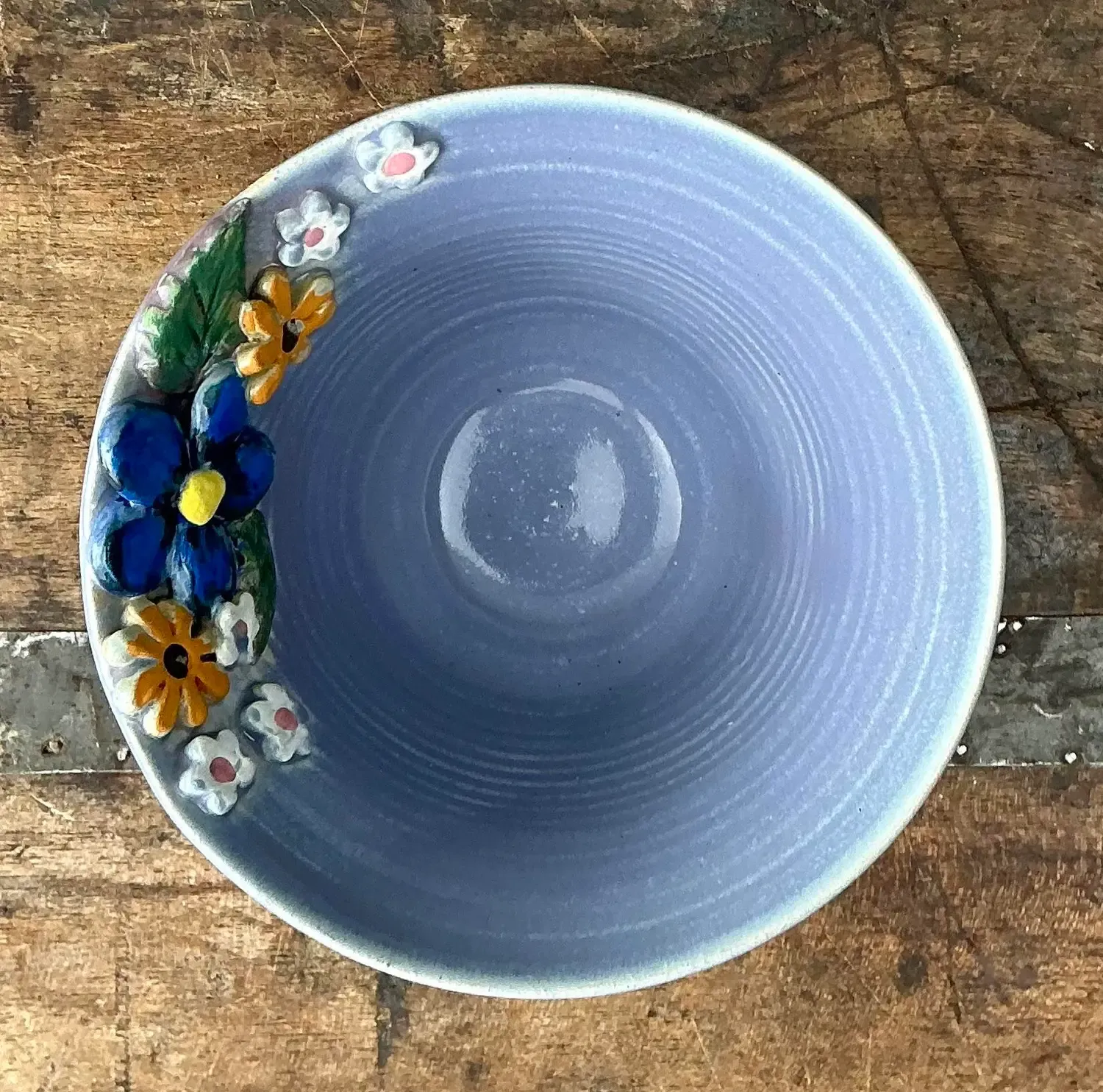 Vintage Original Studio Pottery Double Flower Bowl — additional photo 2