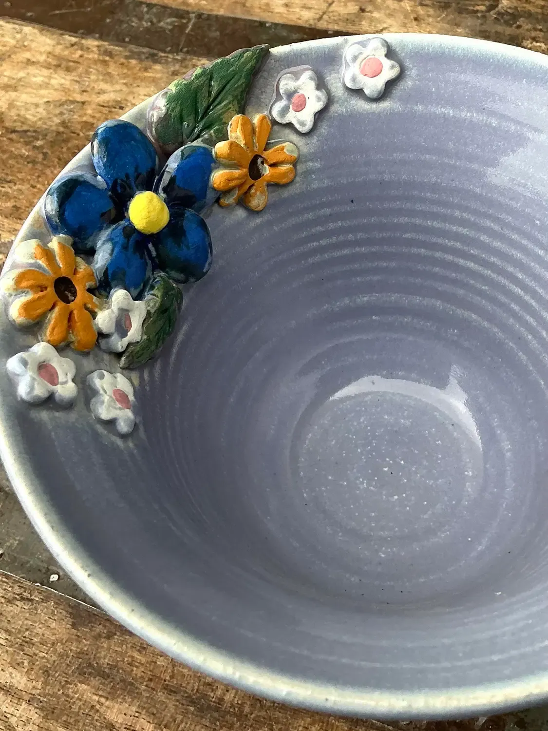 Vintage Original Studio Pottery Double Flower Bowl — additional photo 3