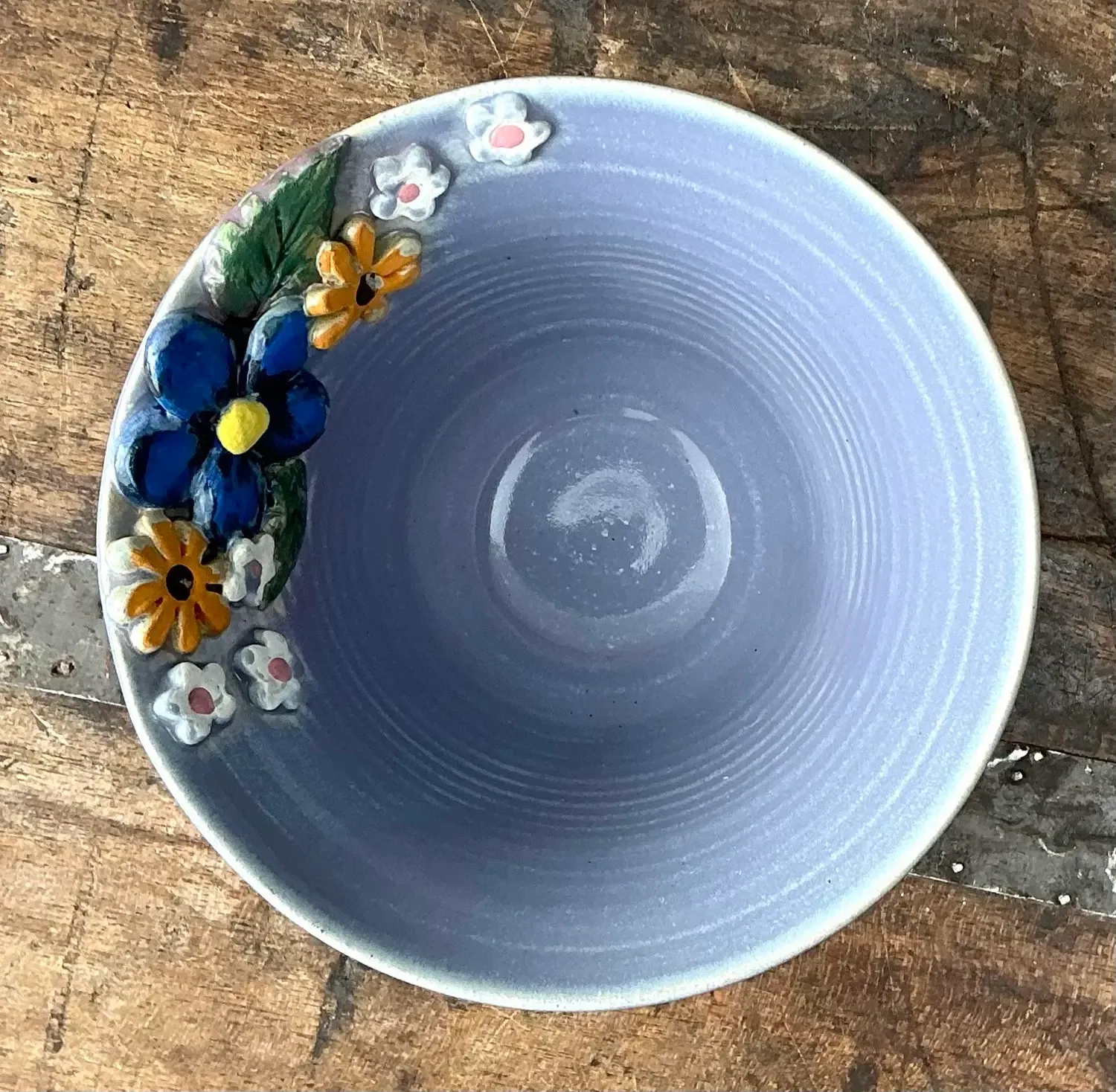 Vintage Original Studio Pottery Double Flower Bowl — additional photo 4