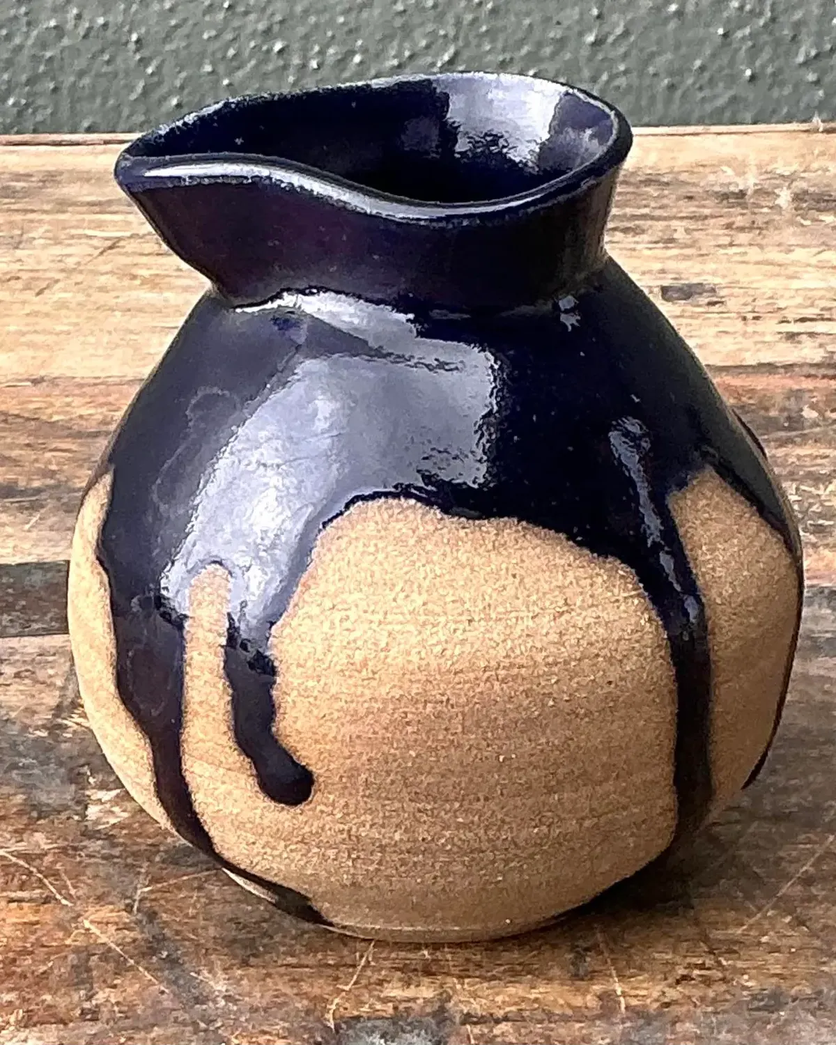 Vintage Original Studio Pottery Drip Glaze Small Pitcher