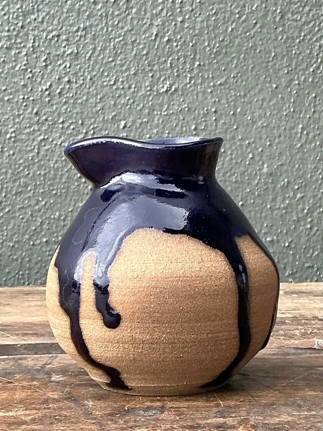 Vintage Original Studio Pottery Drip Glaze Small Pitcher — additional photo 1