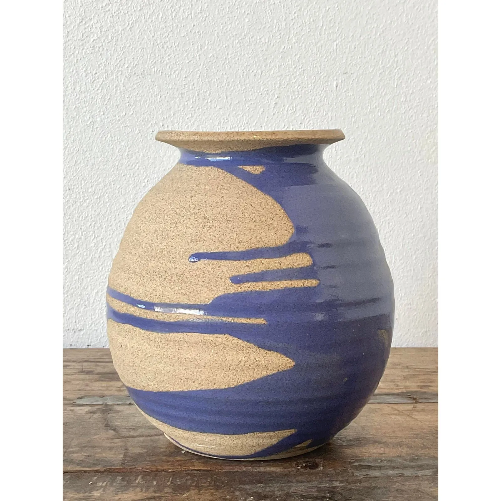 Vintage Original Studio Pottery Drip Glaze Vase - Stoneware, 4W x 5.5H — additional photo 2