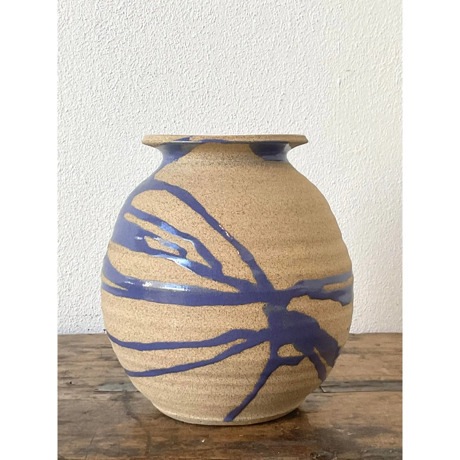 Vintage Original Studio Pottery Drip Glaze Vase - Stoneware, 4W x 5.5H — additional photo 3