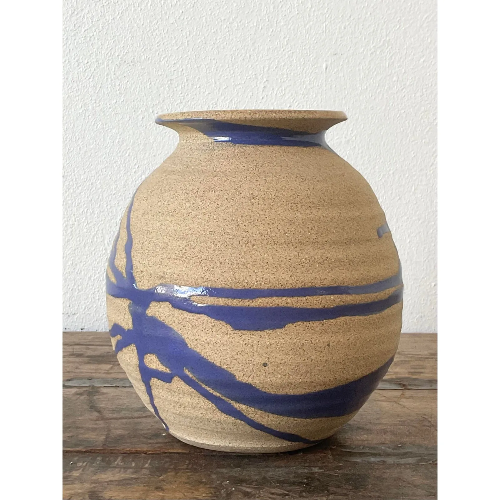 Vintage Original Studio Pottery Drip Glaze Vase - Stoneware, 4W x 5.5H — additional photo 4