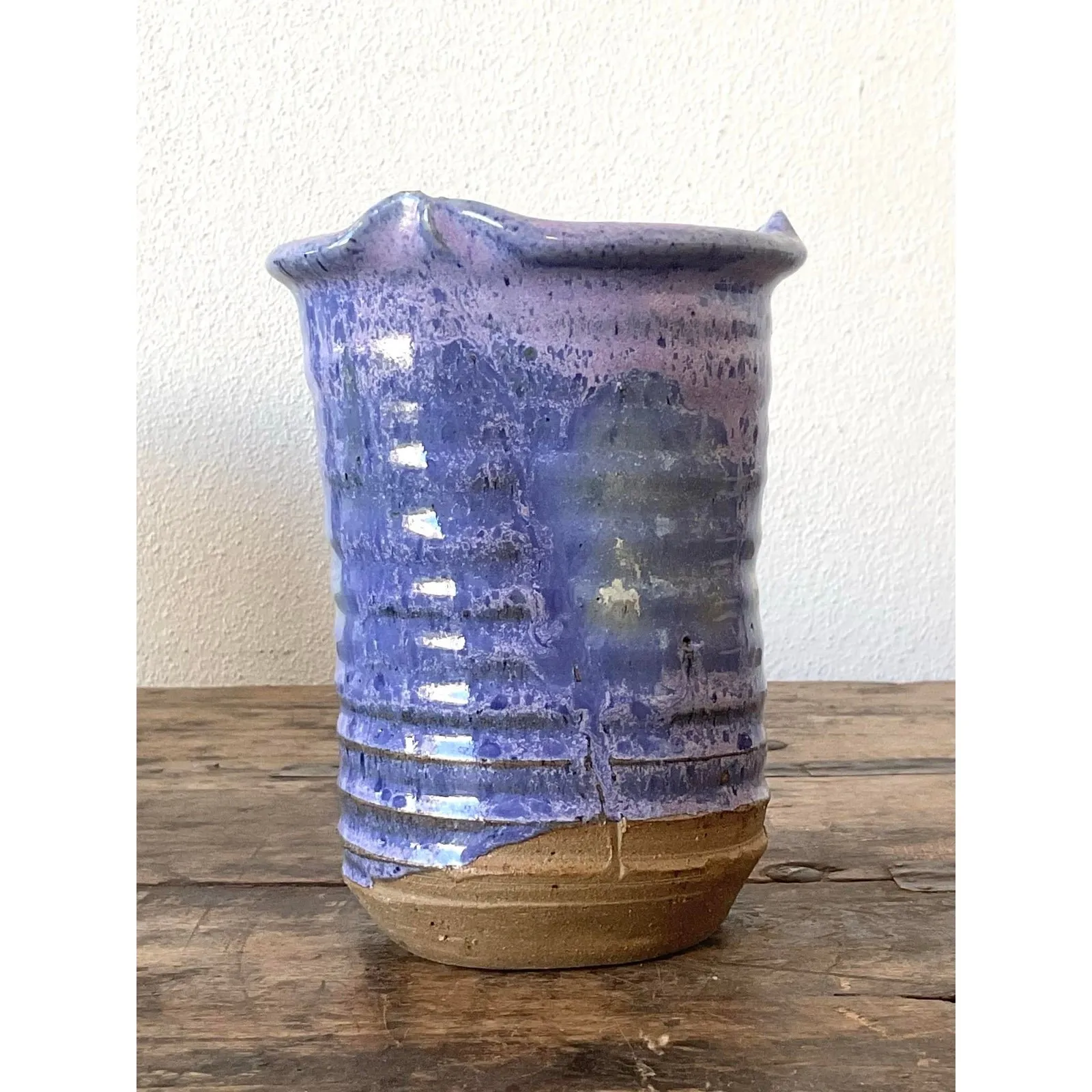 Vintage Original Studio Pottery Drip Glaze Vase - Stoneware, 4W x 5.5H — additional photo 6
